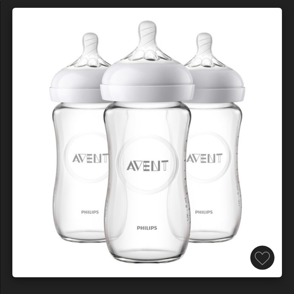 Philips Avent glass bottles, 3 pack, 8 ounces. Never opened.